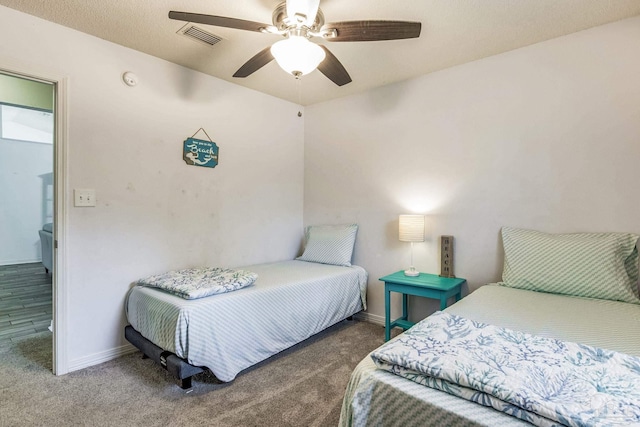 bedroom with carpet flooring and ceiling fan