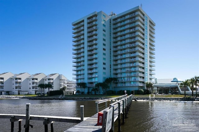 view of dock featuring a water view