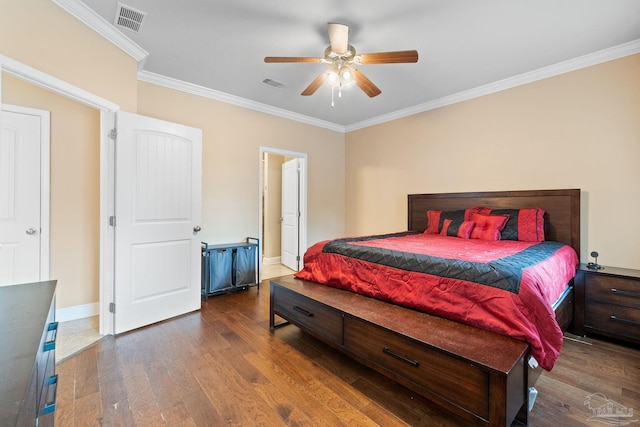 1824 Lindsey Magnolia Ct, Navarre, FL 32566 - bedroom featuring wood finished floors, crown molding, baseboards, and ceiling fan