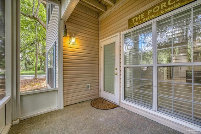 view of unfurnished sunroom