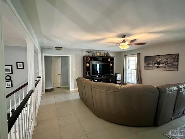 39 Blithewood Dr, Pensacola, FL 32514 - living area featuring ceiling fan, light tile patterned flooring, and baseboards