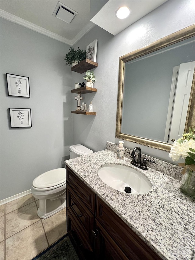 39 Blithewood Dr, Pensacola, FL 32514 - bathroom with toilet, ornamental molding, vanity, and baseboards