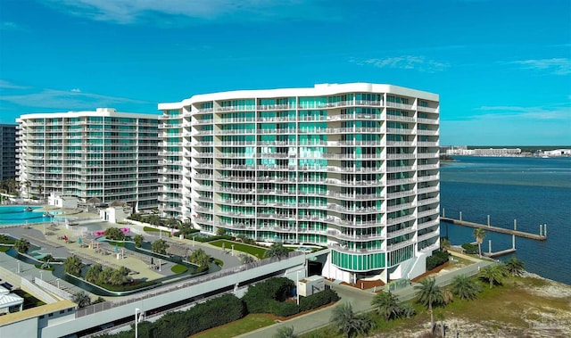 view of property with a water view