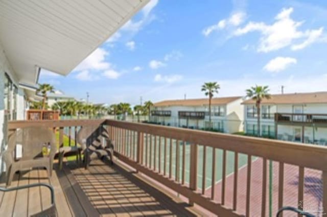 deck with a residential view