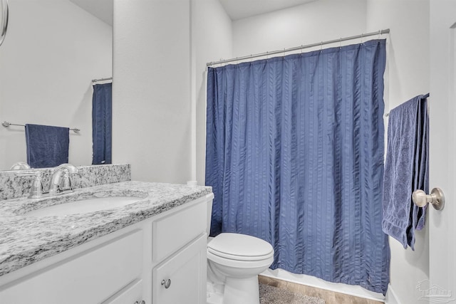 1346 Sea Grove Ct, Gulf Breeze, FL 32563 - full bath with vanity, toilet, wood finished floors, and a shower with curtain