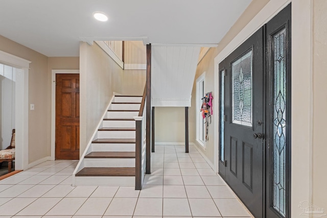 view of tiled foyer