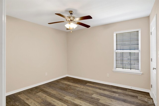 6459 E Quarry Dr, Elberta, AL 36530 - unfurnished room featuring ceiling fan, dark wood-style floors, and baseboards