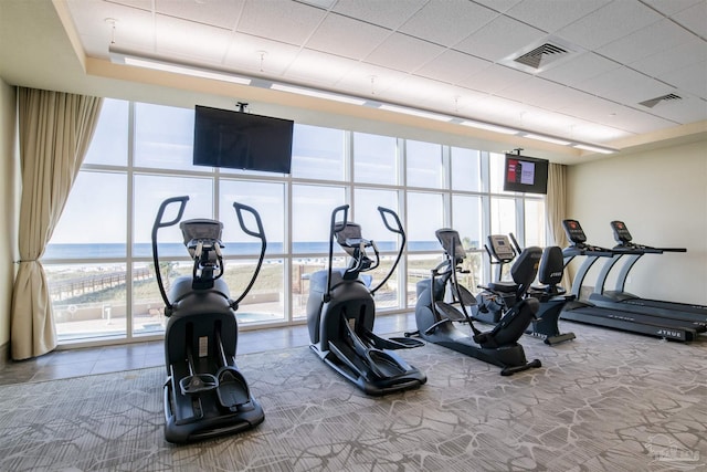 26688 Perdido Beach Blvd Unit 1605, Orange Beach, AL 36561 - exercise room with floor to ceiling windows, healthy amount of natural light, and carpet