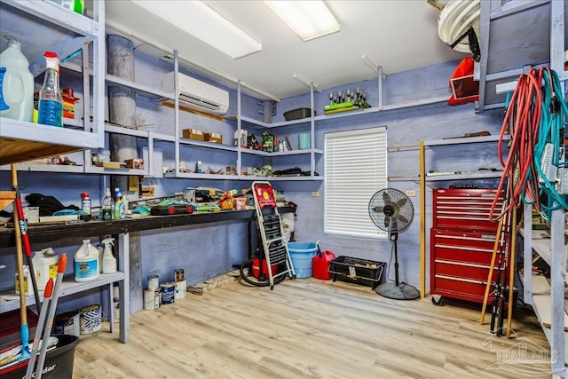 storage area with a wall unit AC