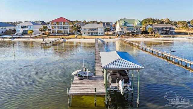 dock area featuring a water view