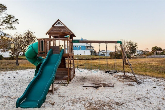 view of playground at dusk