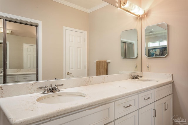 1424 Champions Green Dr, Gulf Breeze, FL 32563 - full bathroom with a sink, double vanity, and crown molding