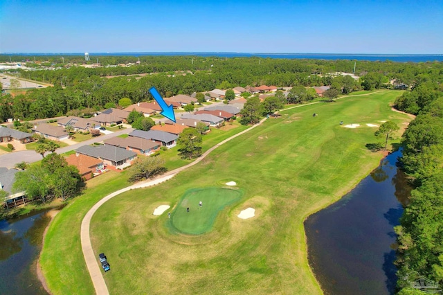 1424 Champions Green Dr, Gulf Breeze, FL 32563 - birds eye view of property with a water view, golf course view, and a residential view
