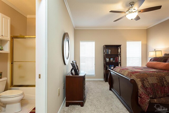 1424 Champions Green Dr, Gulf Breeze, FL 32563 - bedroom featuring ornamental molding, baseboards, and light colored carpet