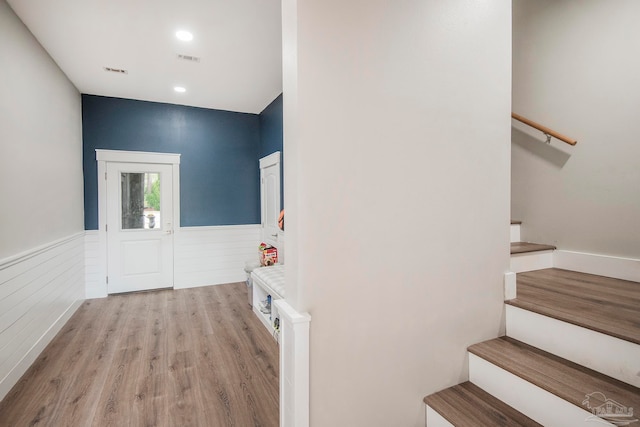 entrance foyer with light wood-type flooring