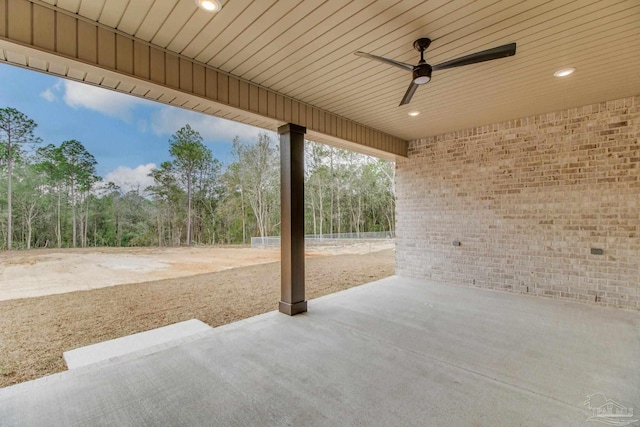 view of patio with ceiling fan