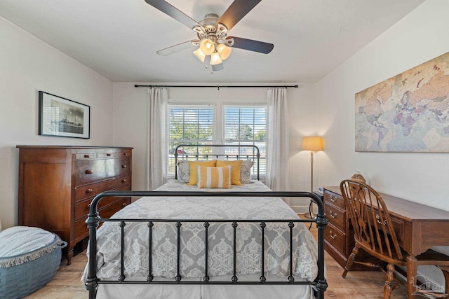 bedroom with light wood-style floors