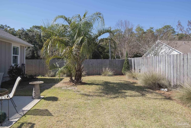 view of yard featuring a fenced backyard