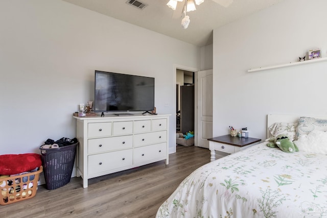 9348 Bell Ridge Dr, Pensacola, FL 32526 - bedroom with light wood-style floors, a ceiling fan, and visible vents