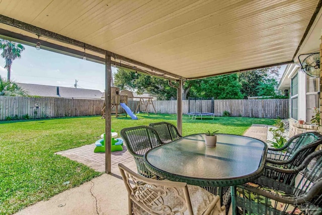 view of patio / terrace featuring a playground