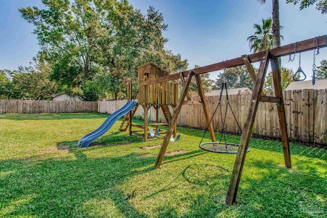 view of play area featuring a yard