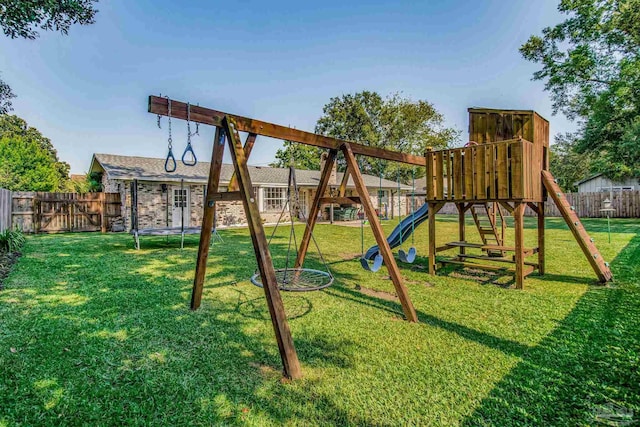 view of play area with a yard