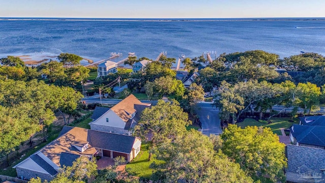 bird's eye view featuring a water view