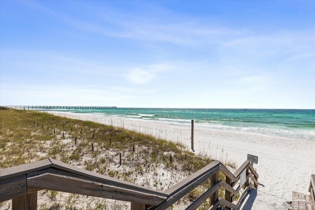 property view of water with a beach view