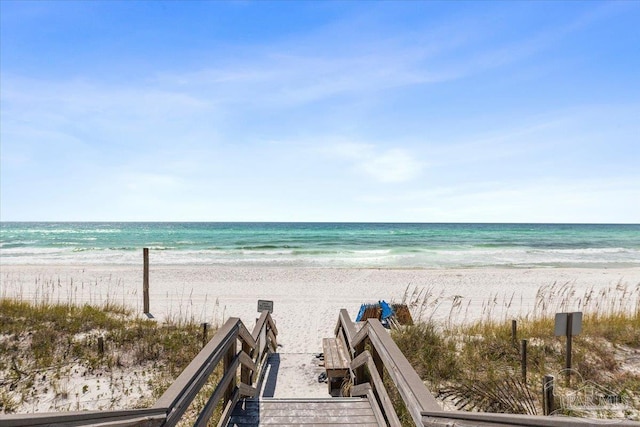 property view of water with a beach view