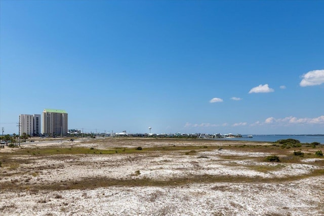 view of yard with a water view