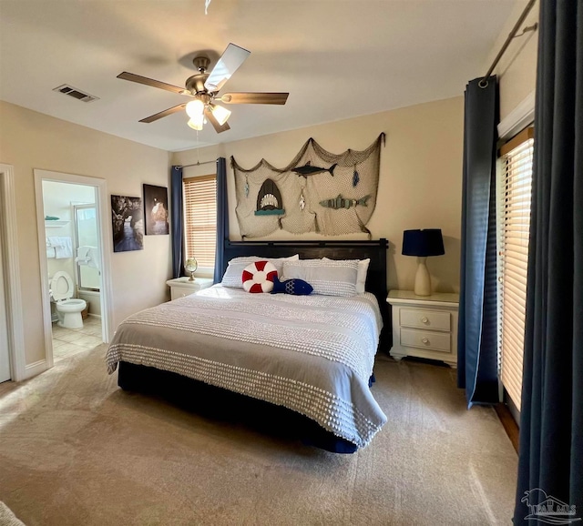 9351 Savane Park, Gulf Shores, AL 36542 - bedroom featuring carpet, ensuite bathroom, and ceiling fan