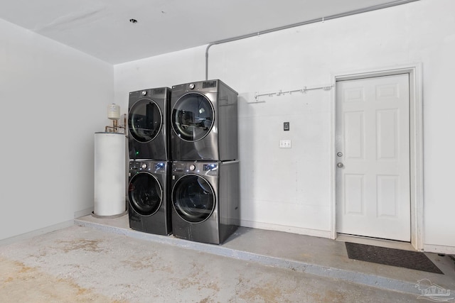 laundry room featuring stacked washer / dryer