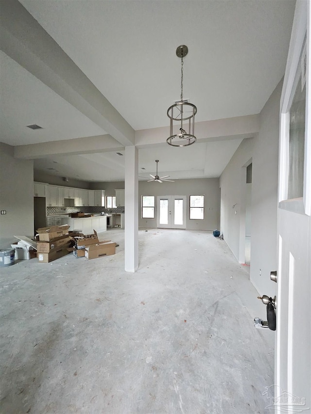 garage with ceiling fan