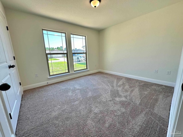 spare room with carpet flooring and a textured ceiling