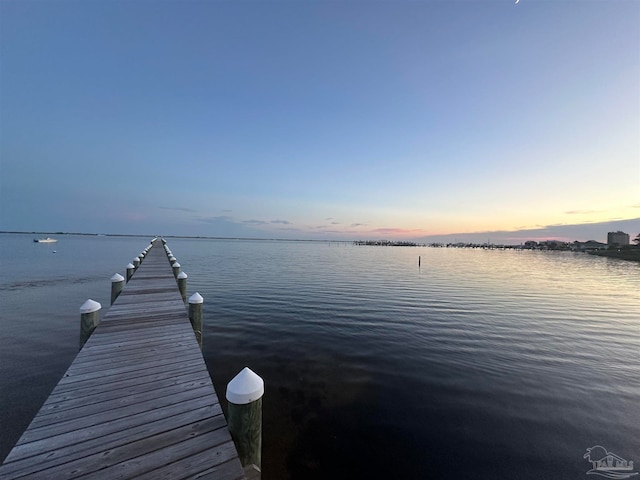 dock area featuring a water view