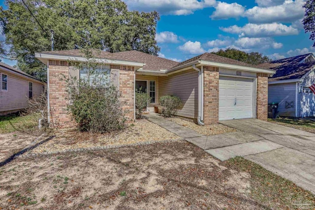 single story home with a garage