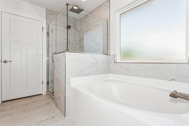 6575 Gentle Rain Dr, Milton, FL 32570 - full bath featuring a bath, a marble finish shower, and marble finish floors