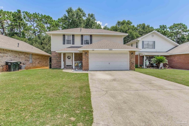 view of property featuring a front lawn