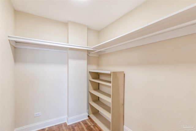 walk in closet featuring wood-type flooring