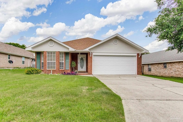 7909 Red Bean Dr, Pensacola, FL 32526 - ranch-style home featuring brick siding, an attached garage, driveway, and a front lawn