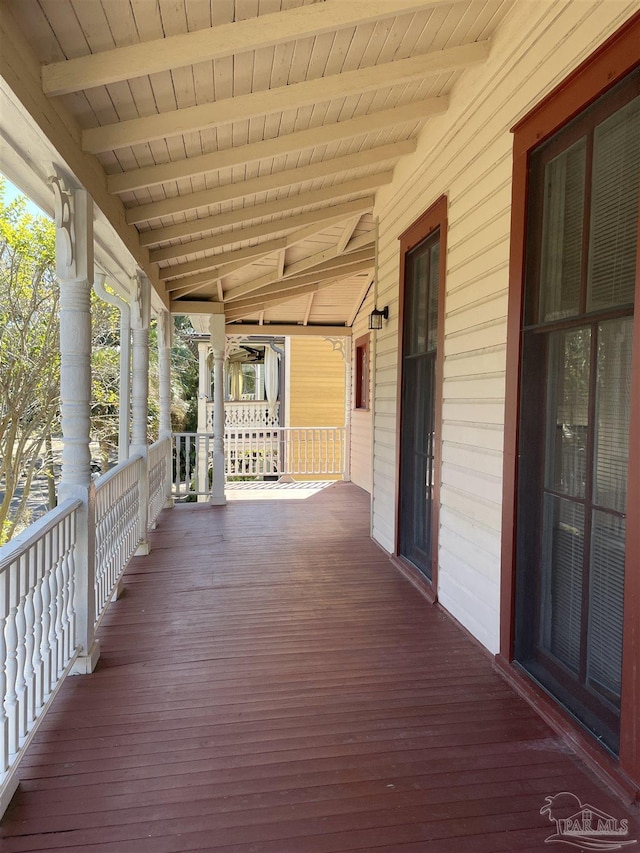 wooden deck with a porch