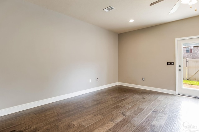 2107 Wilsons Plover Cir, Navarre, FL 32566 - empty room featuring dark wood-style flooring, ceiling fan, baseboards, plenty of natural light, and recessed lighting