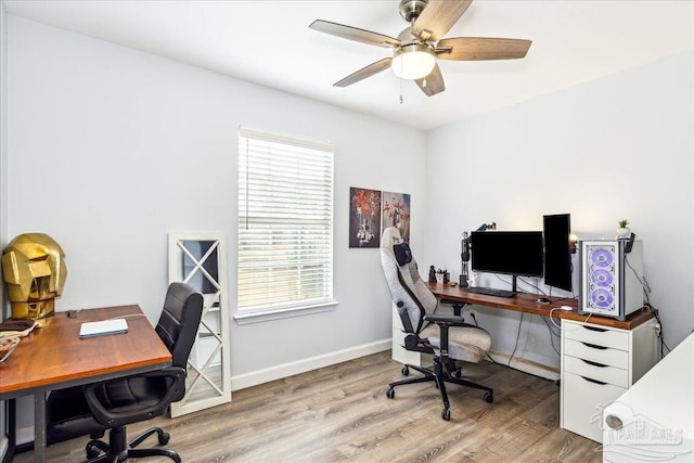 7244 Frankfort St, Navarre, FL 32566 - office space with ceiling fan and light hardwood / wood-style floors