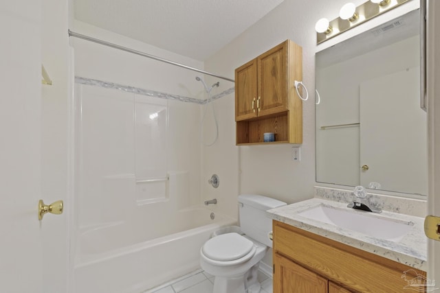 5362 Barbarosa Rd, Gulf Breeze, FL 32563 - bathroom featuring toilet, visible vents, tile patterned flooring, vanity, and shower / tub combination