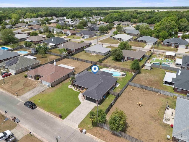 bird's eye view with a residential view