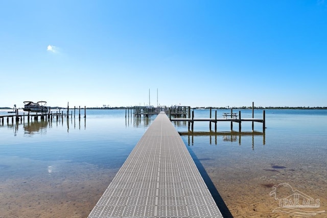 view of dock featuring a water view