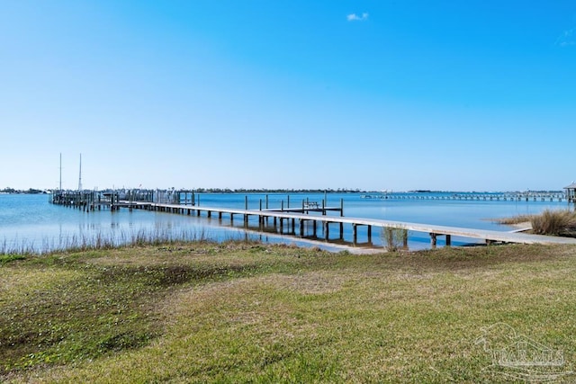 view of dock featuring a water view