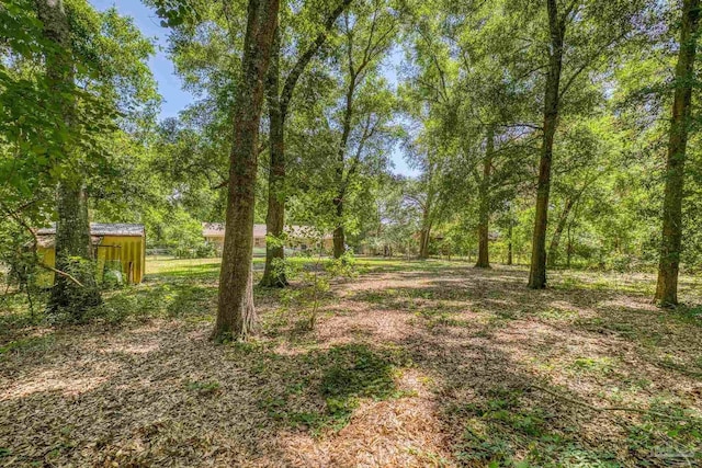 view of yard with an outbuilding