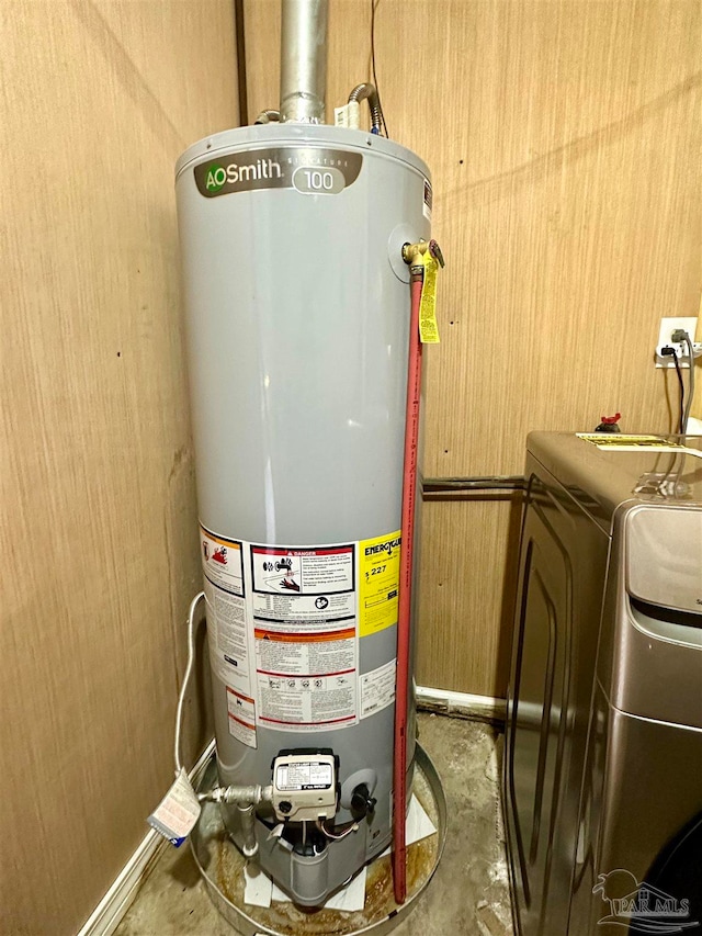 utility room with water heater