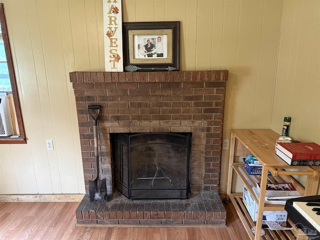 1159 Twin Bridges Rd, Flomaton, AL 36441 - detailed view of wood finished floors and a brick fireplace